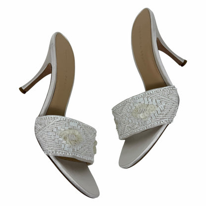 Veronica Beard Braxton Beaded Mule Sandal Coconut White Size 9M