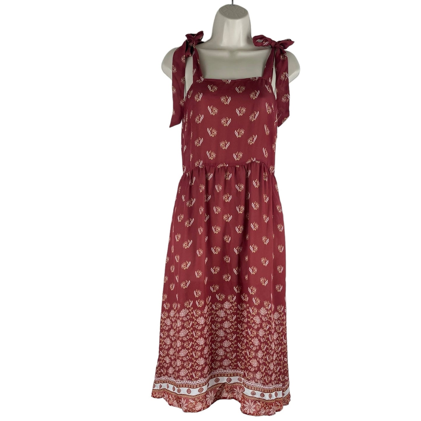 Tucker NYC Silk Shoulder Tie Camisole Sun Dress Clay Orange Size S