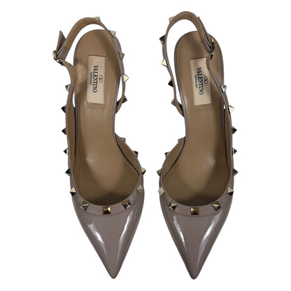 Valentino Garavani Rockstud 100 Patent Leather Slingback Pump Pink Size 40