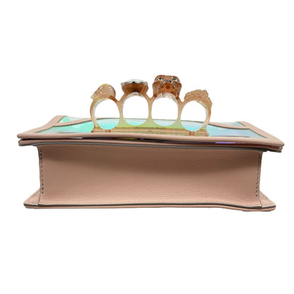 Alexander McQueen Mini Jewelled Crossbody Bag Holographic Pink PVC Leather