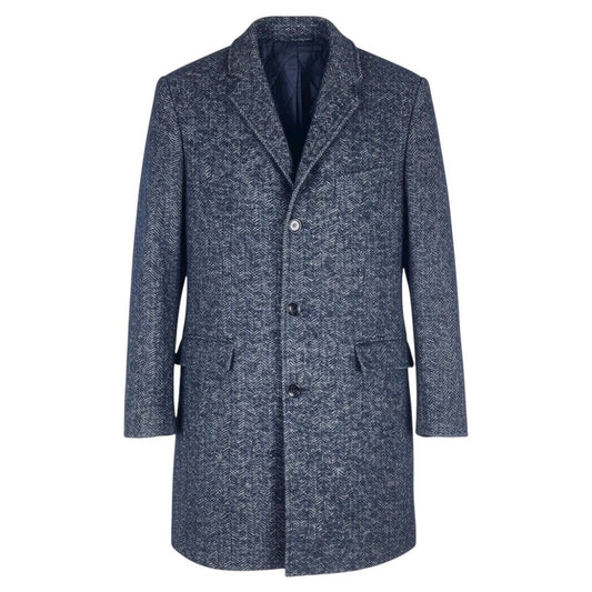 J. Crew Thompson Wool Blend Top Coat Blue Herringbone Size 44/ Size XL