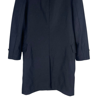 Lands' End Wool Blend Single Breasted Long Top Coat Black Men Size L Reg