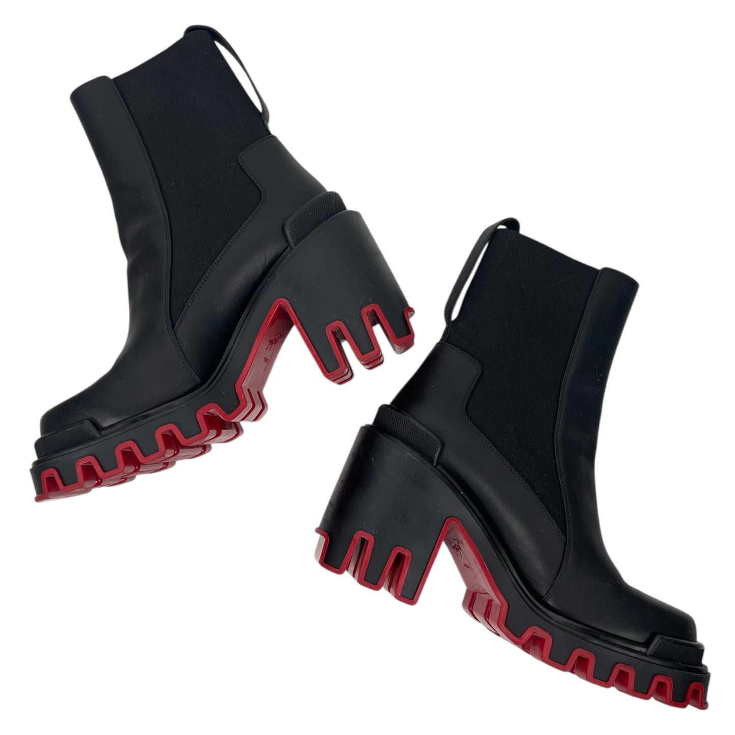 Christian Louboutin Marchacroche Duna 95 Low Boots Black Leather Size 39.5