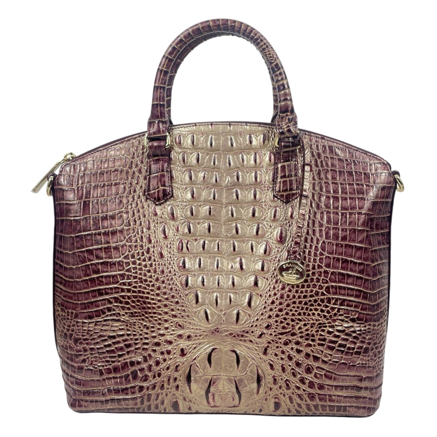 Brahmin Large Duxbury Satchel Bag Port Ombre Melbourne Purple Leather Croc