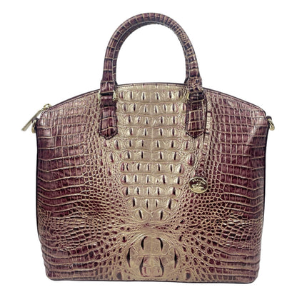 Brahmin Large Duxbury Satchel Bag Port Ombre Melbourne Purple Leather Croc