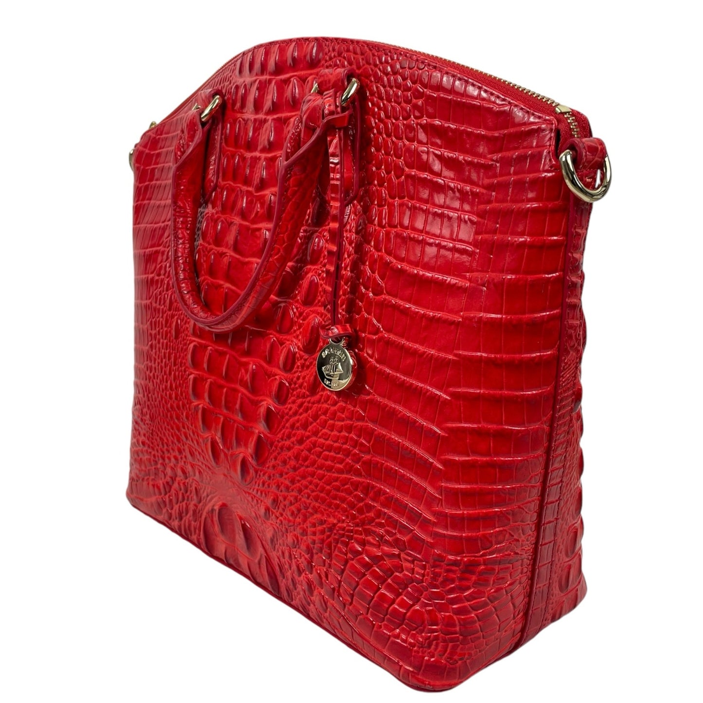 Brahmin Large Duxbury Satchel Bag Candy Apple Melbourne Croc Embossed