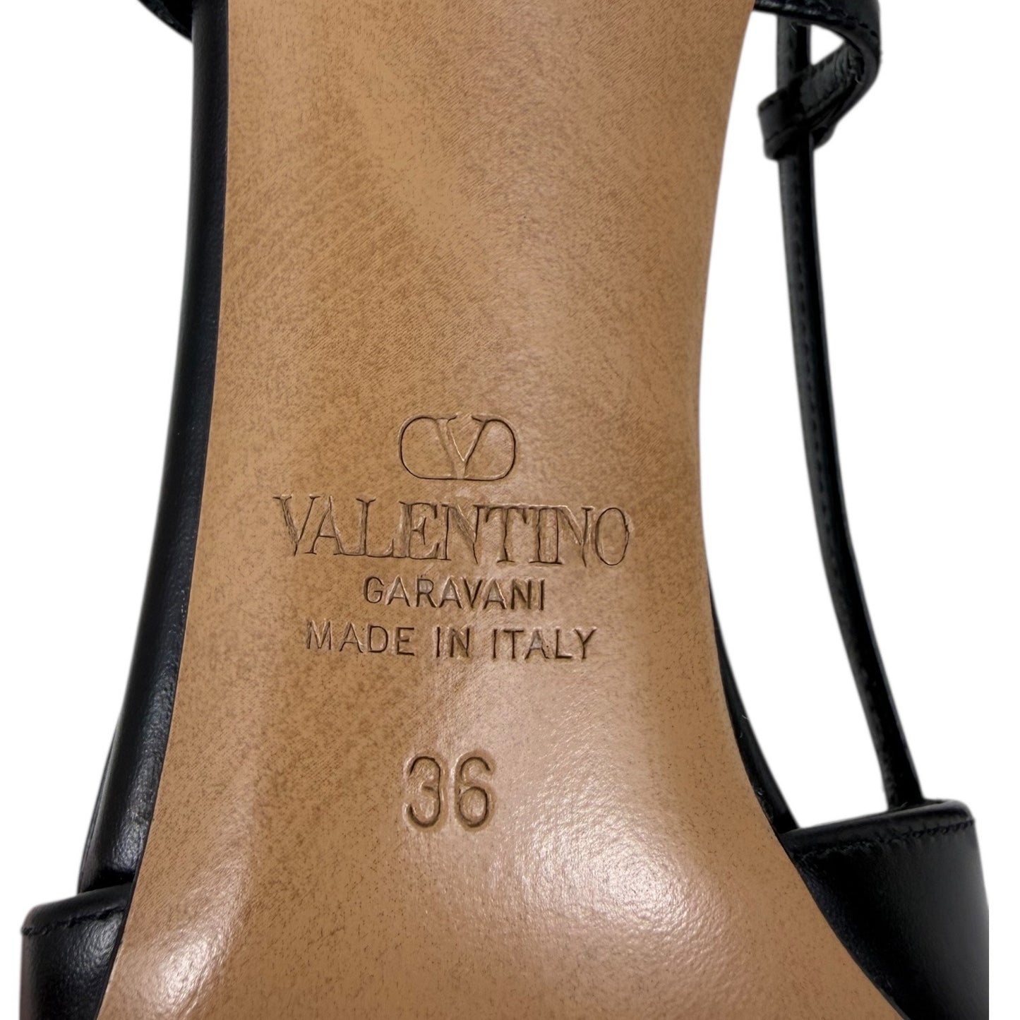 Valentino Garavani V Logo Calfskin 80mm Slingback Pump Black Size 36