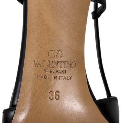 Valentino Garavani V Logo Calfskin 80mm Slingback Pump Black Size 36