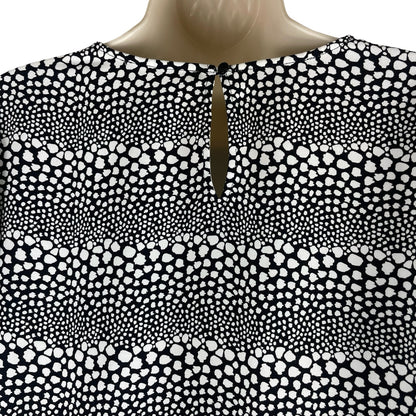 Talbots Long Sleeve Striped Side Tie Blouse Top Dots Black White Size S