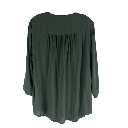 Torrid Harper V Neck Popover Top 3/4 Sleeve Military Green Size 1X