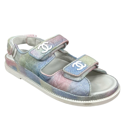 Chanel Dad Sandals Quilted Tie Dye Cloth 2022 Double Strap Size 38