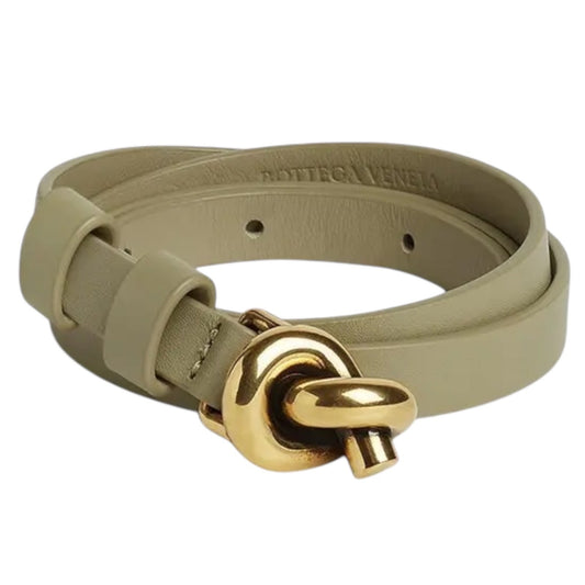 Bottega Veneta Knot Buckle Leather Belt Travertine Green Size 95cm/38