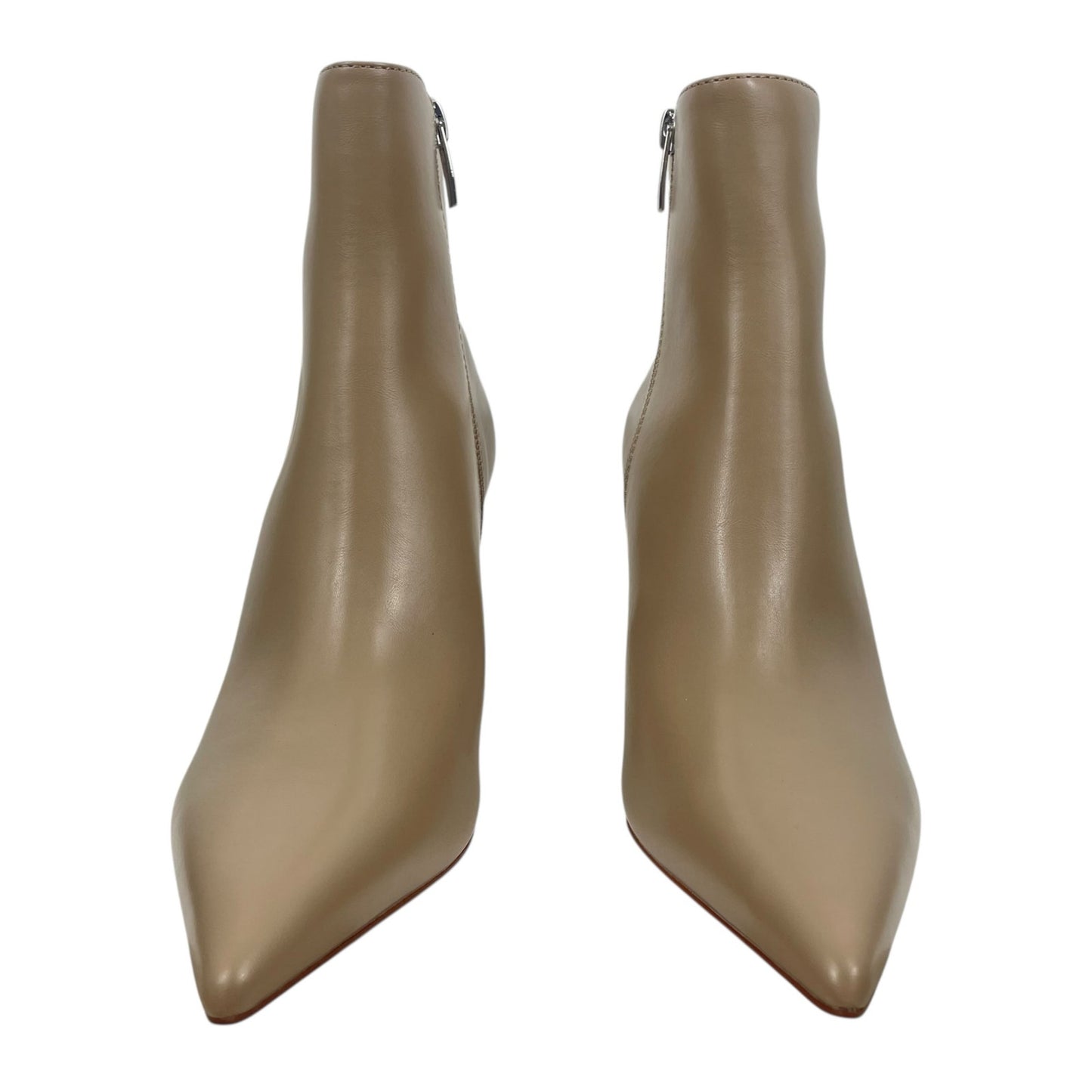 Mango Faux Leather Pointed Toe Heeled Ankle Boots Beige Size 38/ 7.5
