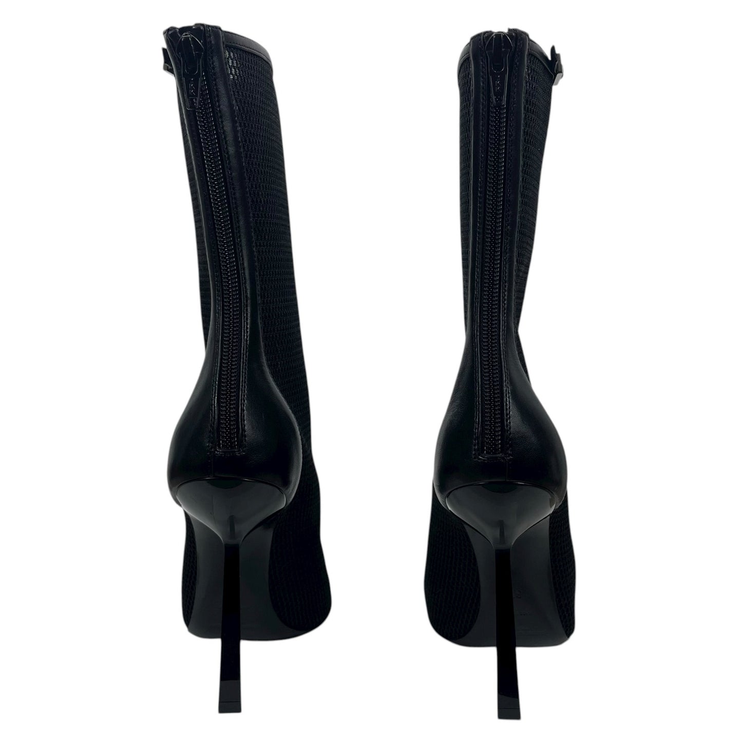 Saint Laurent Oxalis 115mm Mesh Pointed Toe Ankle Boots Black Size 37