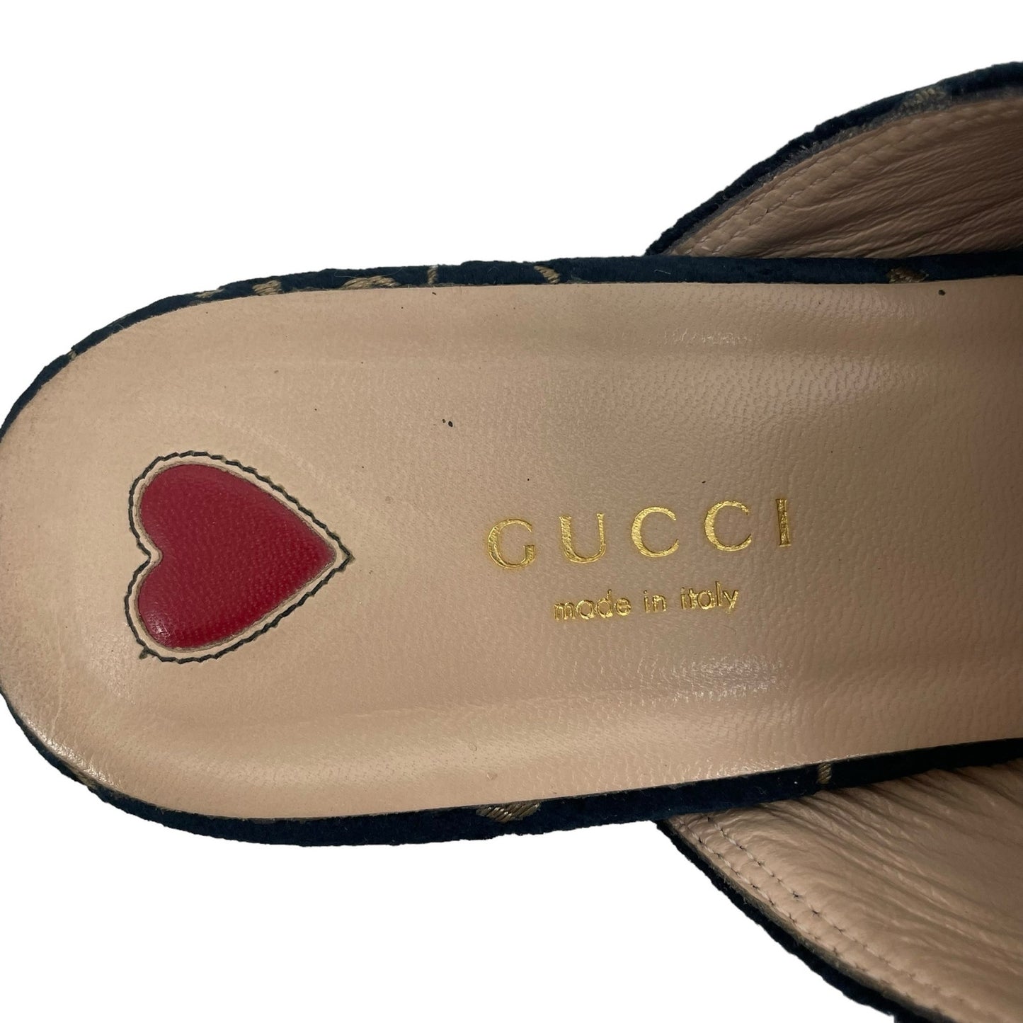 Gucci Princetown Horsebit GG Velvet Slipper Mules Navy Blue Size 38