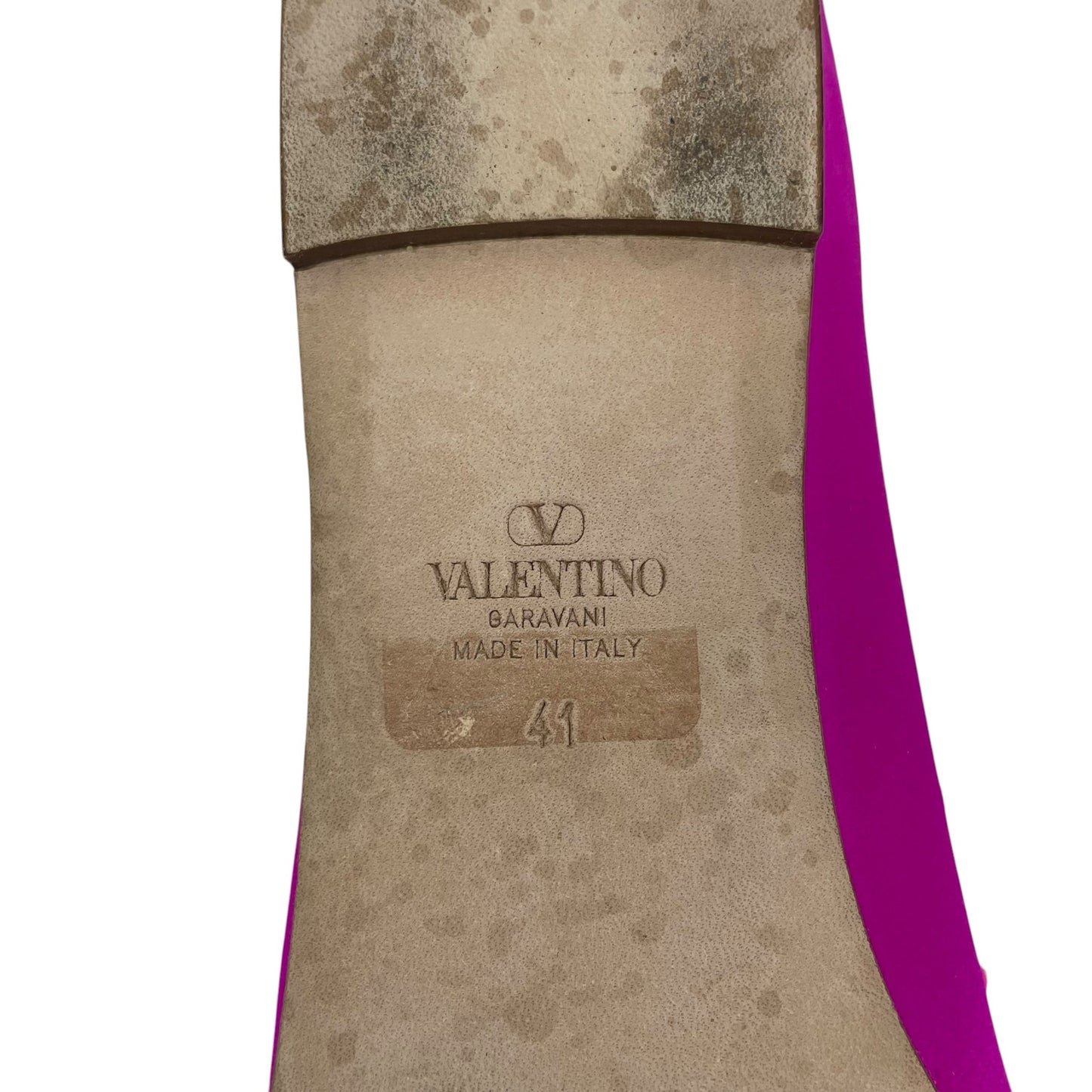 Valentino Garavani Rockstud Satin Ballet Flat Pink Size 41