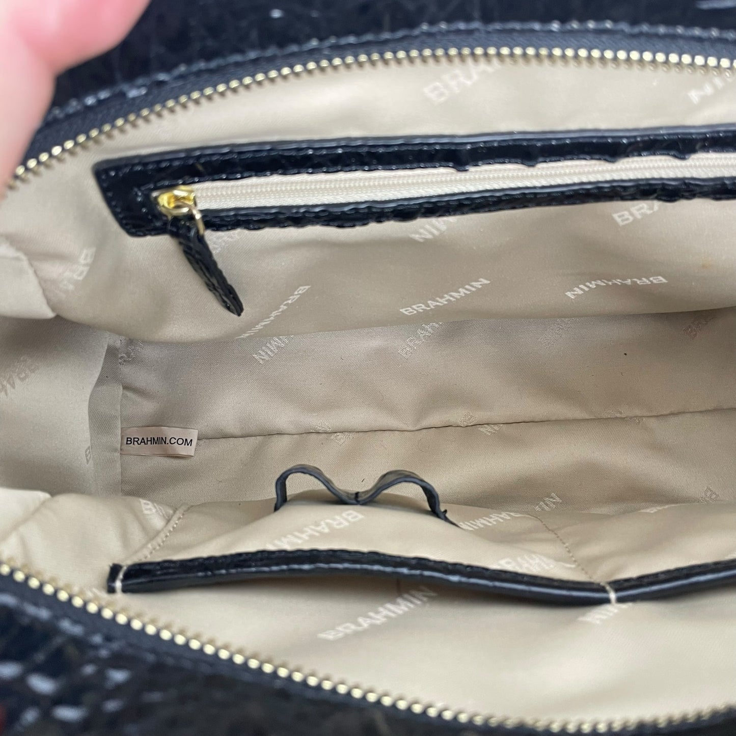 Brahmin Marissa Leather Satchel Bag Black Alden Road Croc