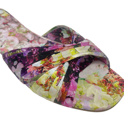 Christian Louboutin Nicol is Back Floral Satin Flat Slide Size 40