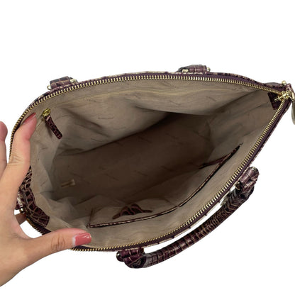 Brahmin Large Duxbury Satchel Bag Port Ombre Melbourne Purple Leather Croc