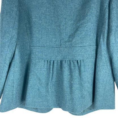 Talbots Wool Blend 2 Button Blazer Jacket Heather Teal Blue Size 14W