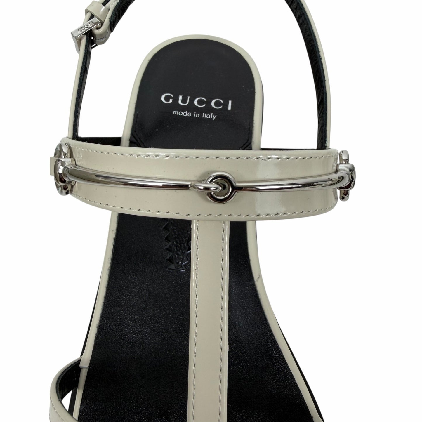 Gucci Divine Horsebit Slingback Flat Sandal Mystic White Size 37.5