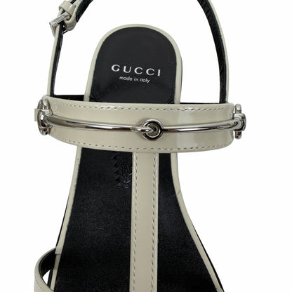Gucci Divine Horsebit Slingback Flat Sandal Mystic White Size 37.5
