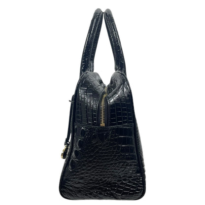 Brahmin Marissa Leather Satchel Bag Black Alden Road Croc