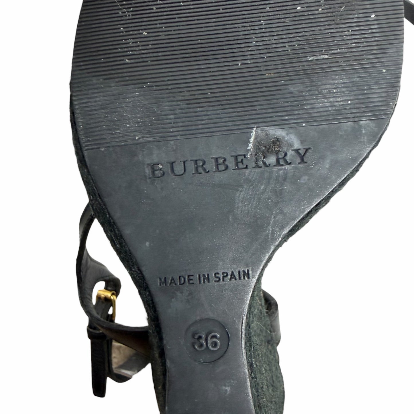 Burberry Nova Check Laleham Leather Wedge Espadrille Sandal Size 36