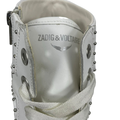 Zadig & Voltaire High Flash Studded Leather High Top Sneaker White Size 40