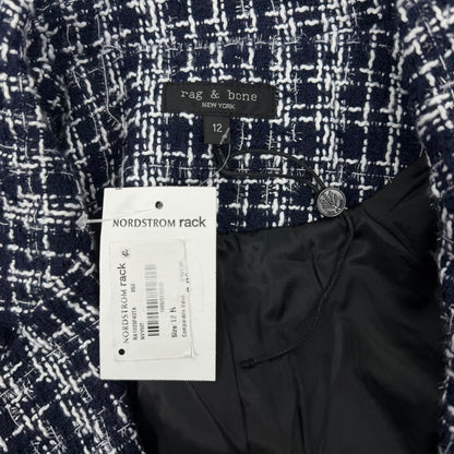 Rag & Bone Elvy Tweed Double Breasted Blazer Jacket Navy Size 12