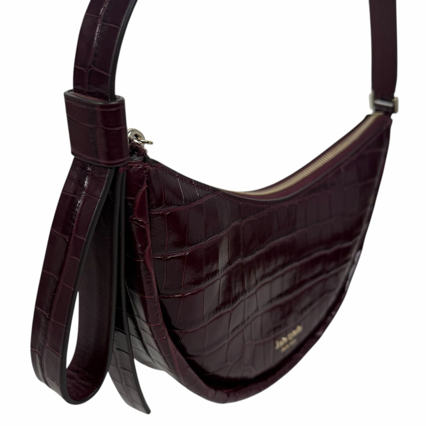 Kate Spade Smile Croc Embossed Leather Small Shoulder Bag Red