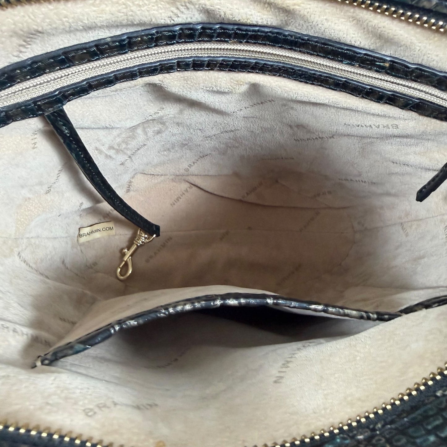 Brahmin Quinn Agata Melbourne Bucket Bag Metallic Green