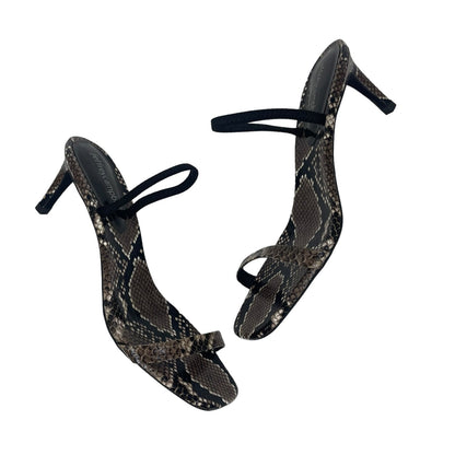 Jeffrey Campbell Hera-Hi Snake Print Heel Sandals Size 7.5