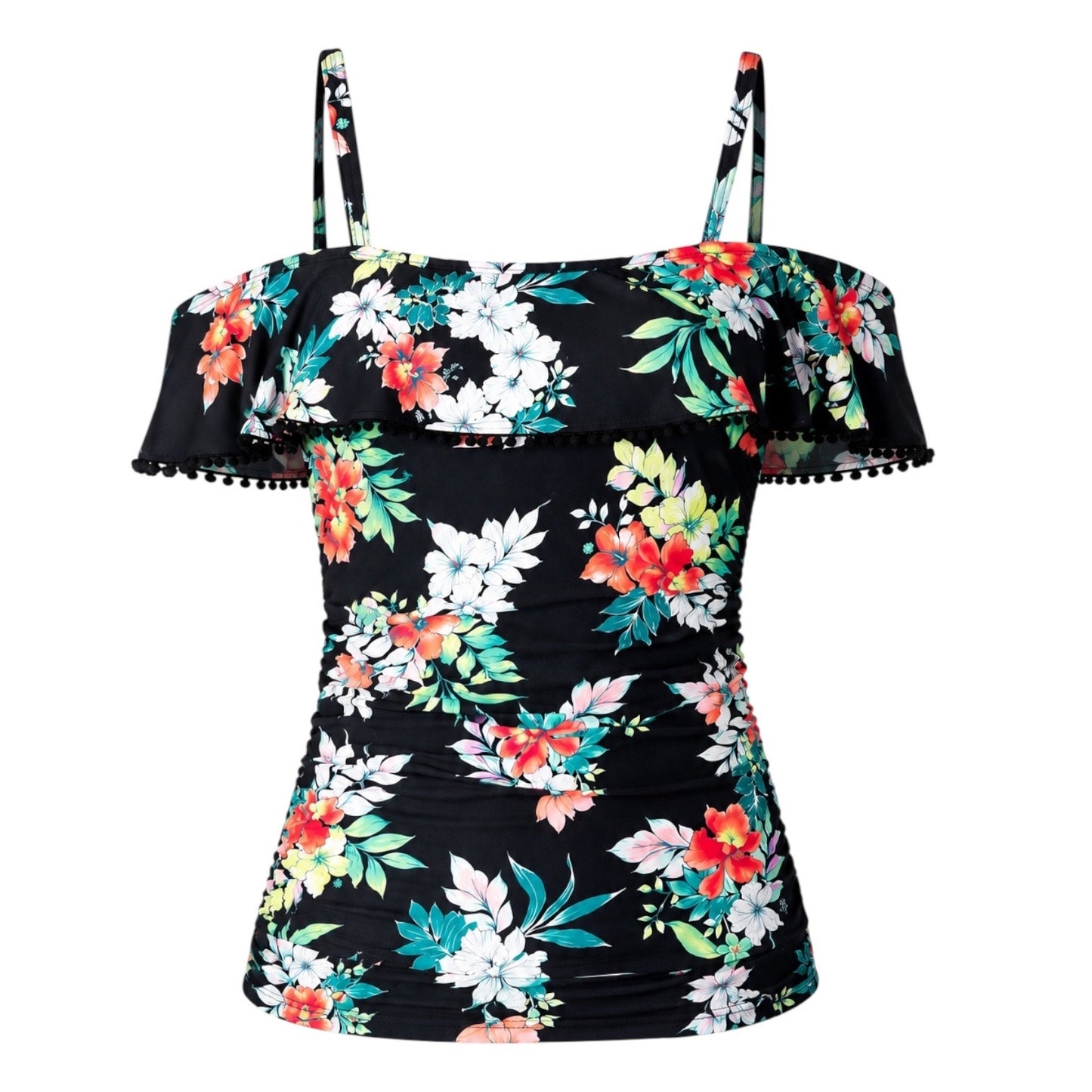 Tommy Bahama Floral Springs Flounce Tankini Top Swim Size XS