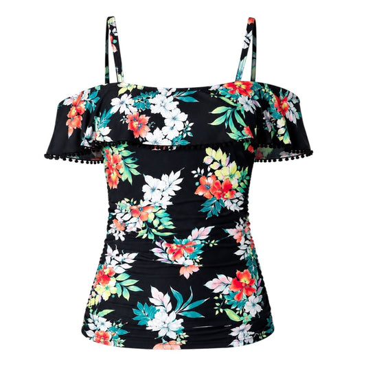 Tommy Bahama Floral Springs Flounce Tankini Top Swim Size XS