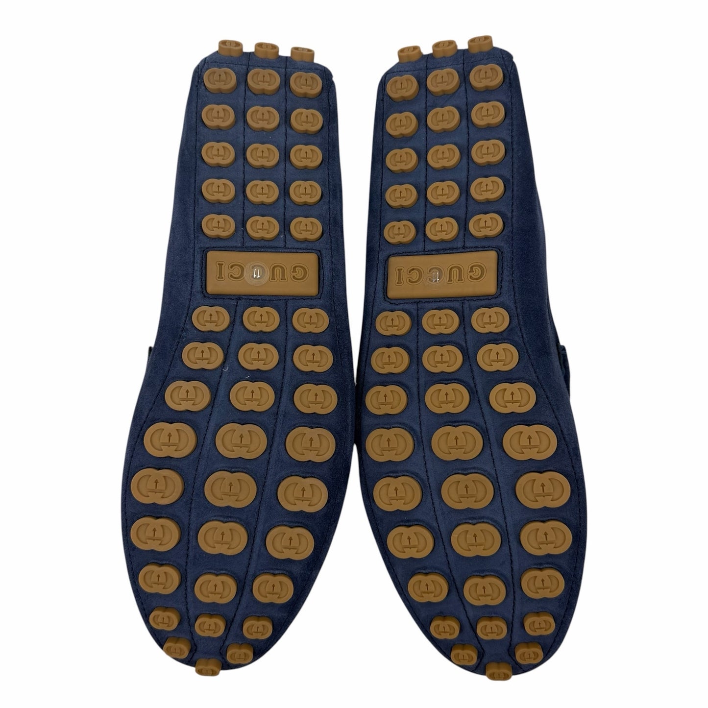 Gucci Byorn Guccisima Horsebit Suede Driver Loafer Blue Size 11/US 11.5