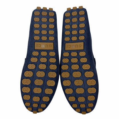 Gucci Byorn Guccisima Horsebit Suede Driver Loafer Blue Size 11/US 11.5