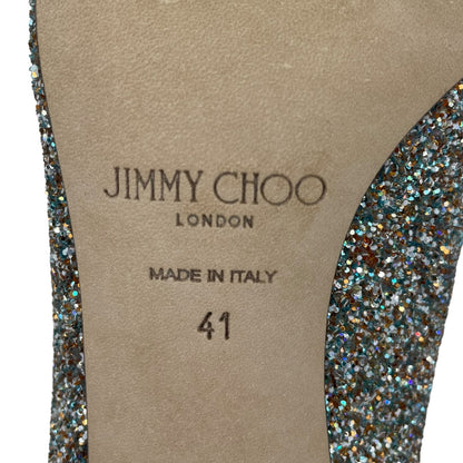 Jimmy Choo Love 100 Glitter Pointed Toe Pumps Silver Size 41