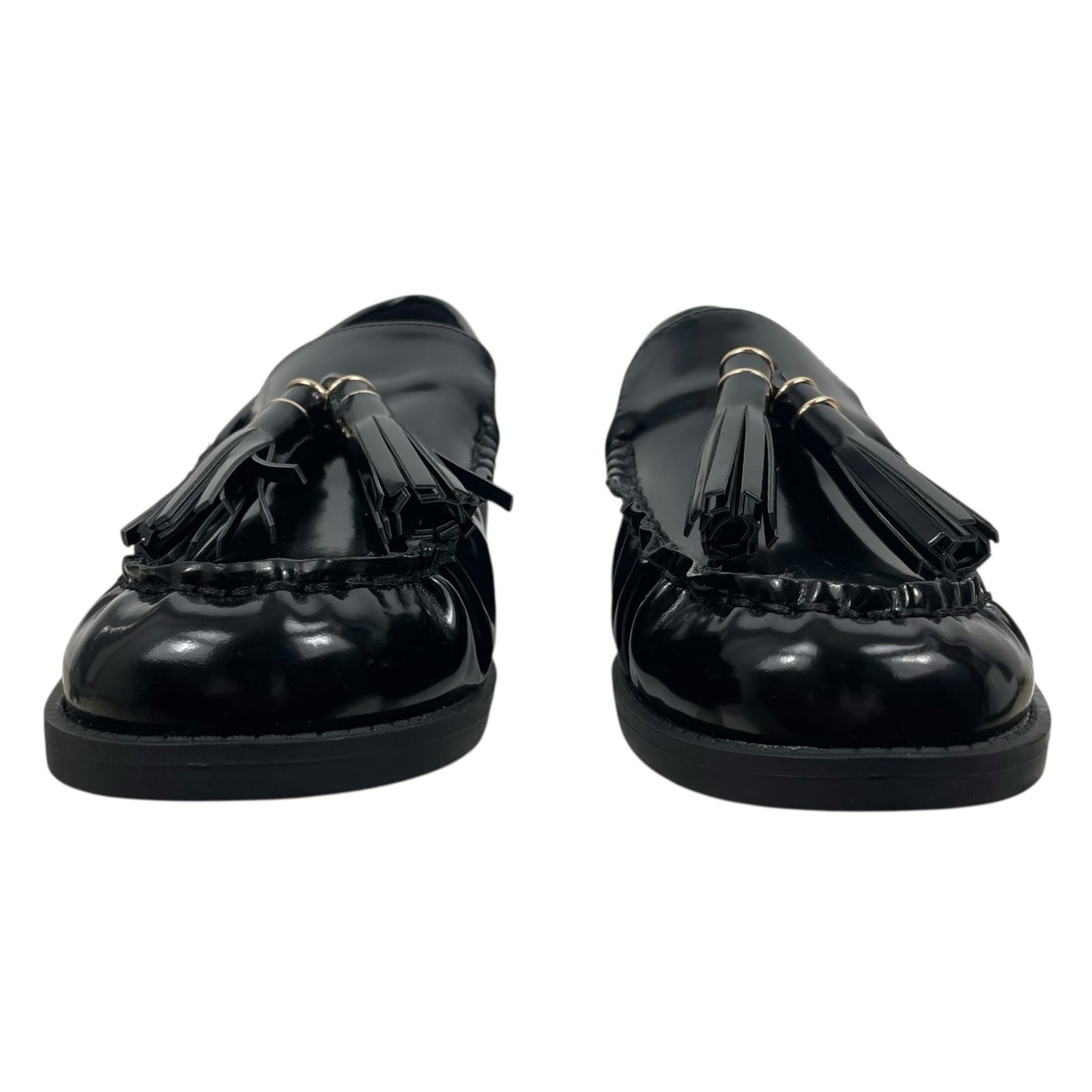 Mango Leather Slip On Loafer with Tassel Black Size 39/ 8.5