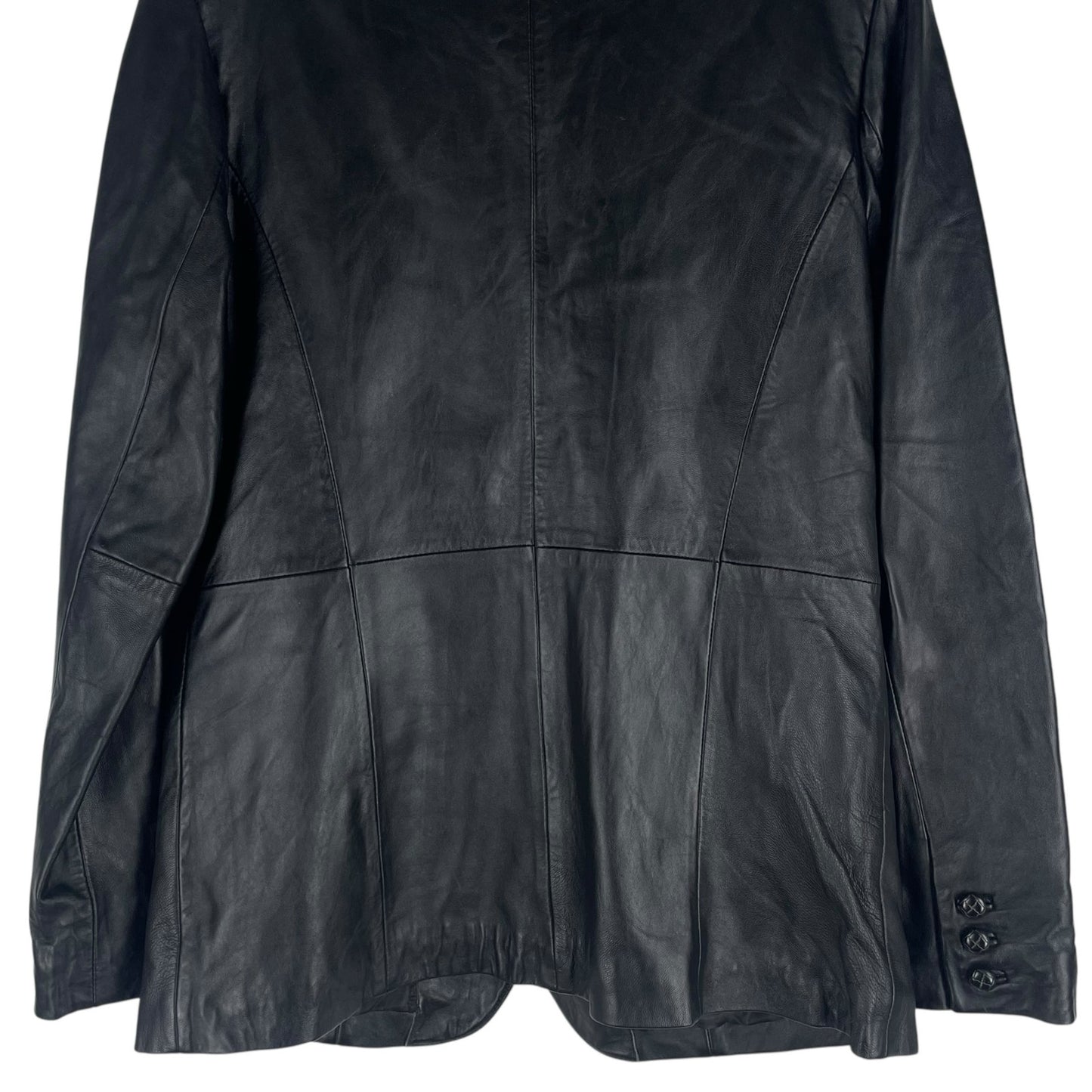Croft & Barrow Black Lambskin Leather Blazer Jacket 3 Buttons Size M