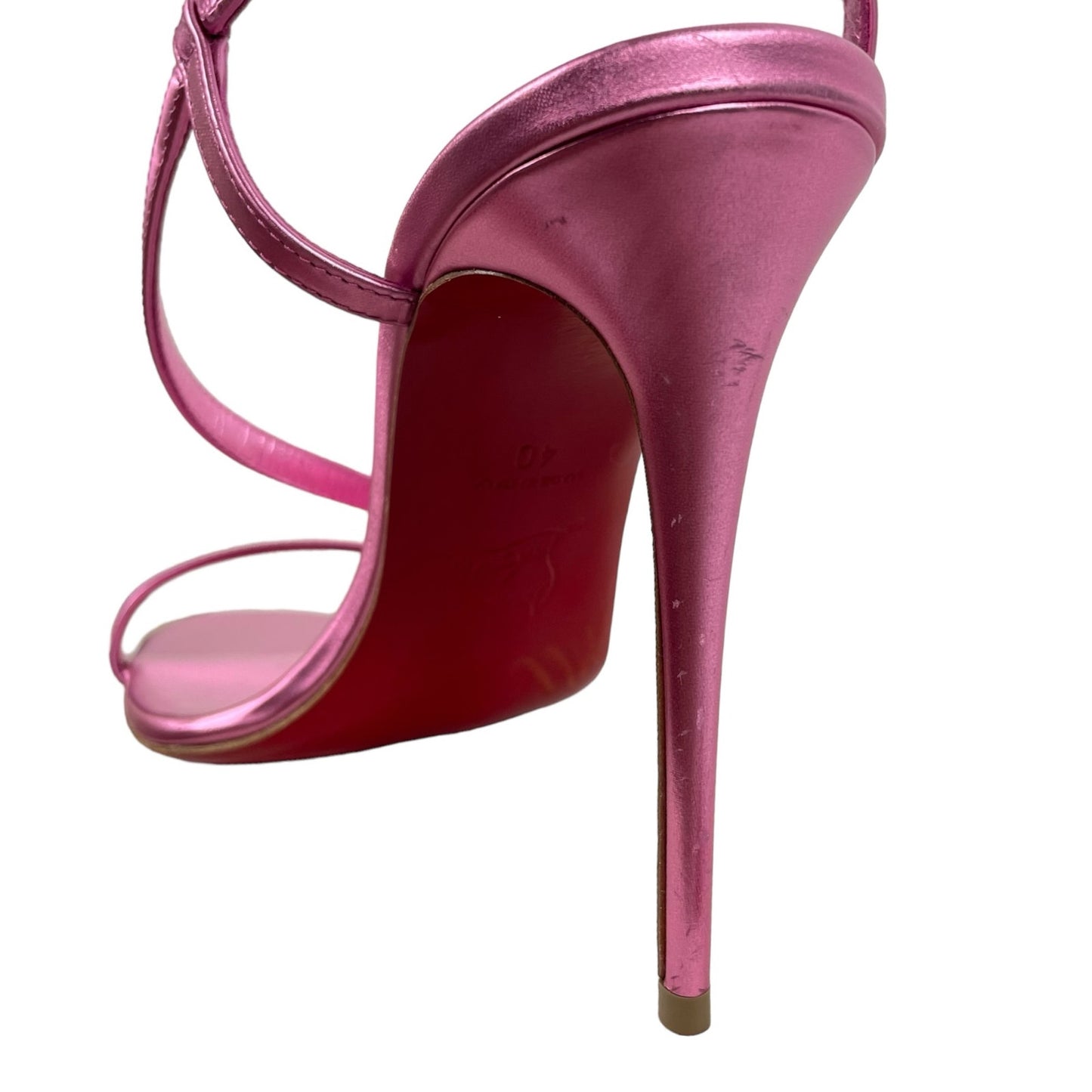 Christian Louboutin Rosalie 100 Leather Heeled Sandals Pink Size 40