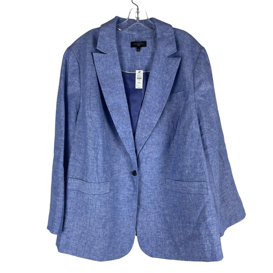 Talbots Casual Linen Blazer Jacket One Button Blue Size 24W