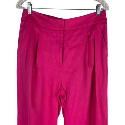 Veronica Beard Robinne Wide Leg Linen Blend Pants Fuchsia Pink Size 8