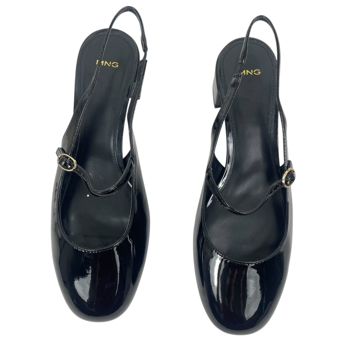 Mango Patent Leather Effect Slingback Mary Jane Pump Black Size 40