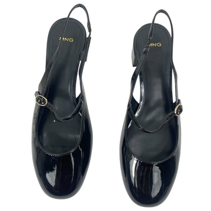 Mango Patent Leather Effect Slingback Mary Jane Pump Black Size 40