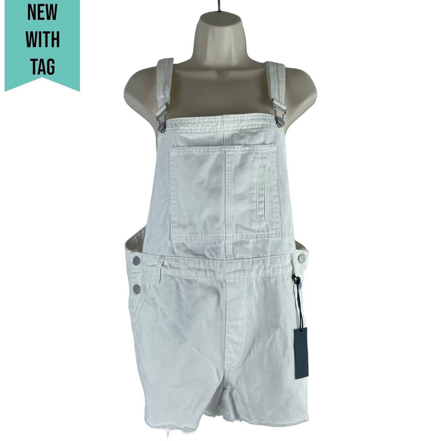 Blank NYC Side Low Cut Denim Shortall Lightbox White Size 31