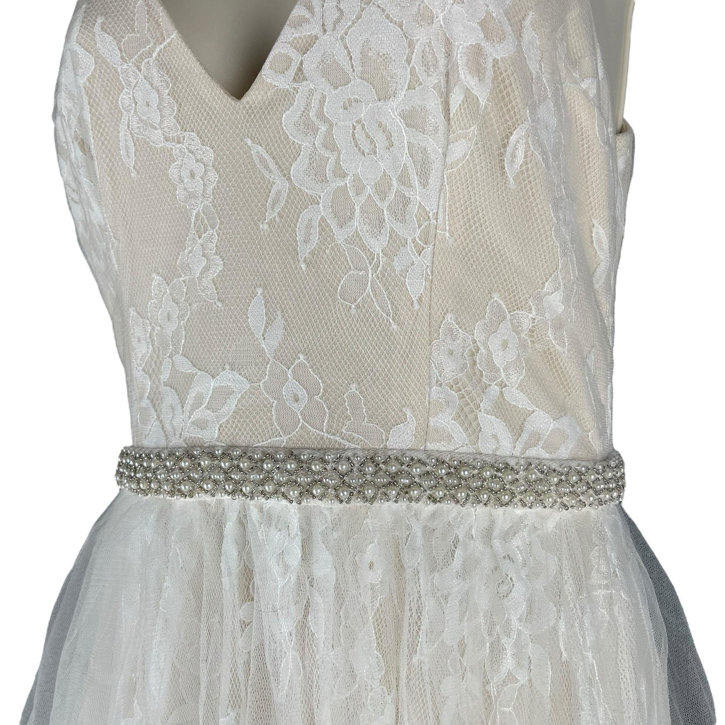 Lulu's Sweet Love Lace Beaded Bridal Dress Wedding Ivory White Size S