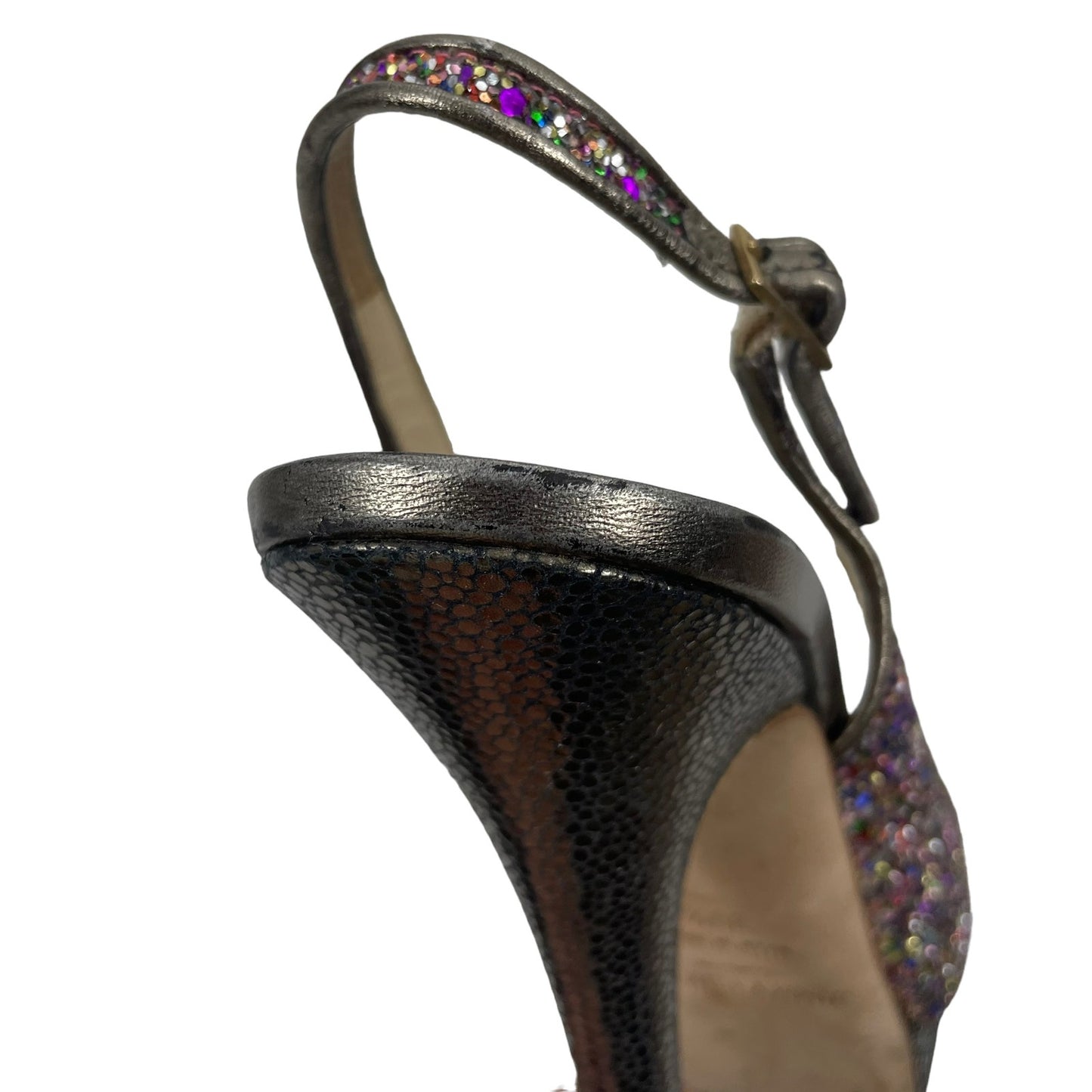 Jimmy Choo 145mm Platform Glitter Slingback Pumps Rainbow Size 39.5