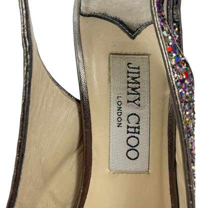 Jimmy Choo 145mm Platform Glitter Slingback Pumps Rainbow Size 39.5