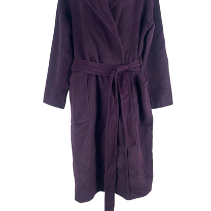 Ann Taylor Doubleface Belted Blanket Coat Waist Tie Vineyard Grape Size LP